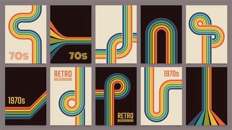 Premium Vector Retro S Geometric Posters Vintage Rainbow Color