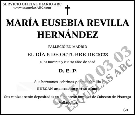 Esquela publicada ABC María Eusebia Revila Hernández