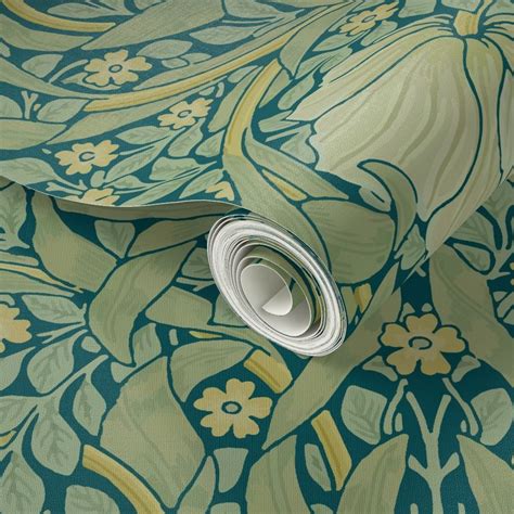 William Morris Antiqued Pimpernel Wallpaper Spoonflower