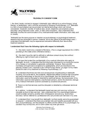 Fillable Online Teletherapy Informed Consent Form I Fax Email Print