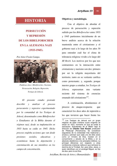 Pdf Persecuci N Y Represi N De Los Bibelforscher En La Alemania Nazi