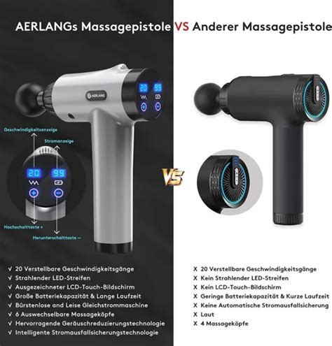 AERLANG MASSAGEPISTOLE MUSKEL Massagegerät 20 Geschwindigkeiten 6