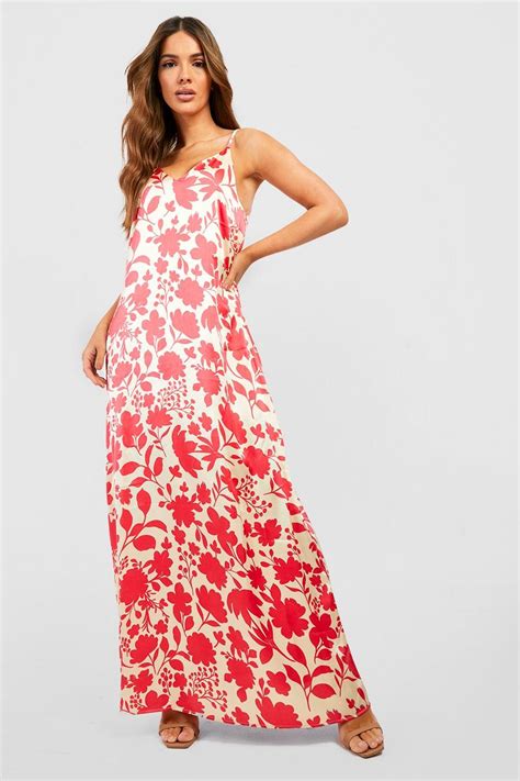 Floral Satin Slip Maxi Dress Boohoo