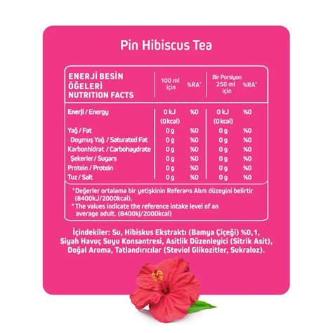 Pin Hibiskus Çayı Şekersiz 1 Litre X 6 Adet