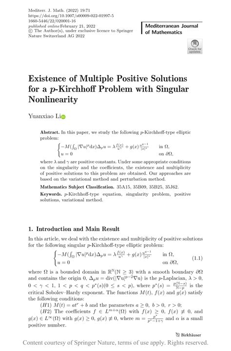 Existence Of Multiple Positive Solutions For A P Kirchhoff Problem With