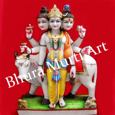 Painted Hindu Marble Dattatreya Statue For Worship At Rs In Jaipur