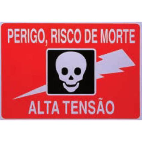 Placa De Sinaliza O Perigo Risco De Morte Alta Tens O X