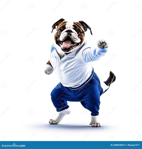 Lovely Bulldog Dancing On White Background Stock Illustration