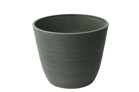 Algreen Products 14 In Dia X 11 In Valencia Round Curve Planter Ribbed Charcoal