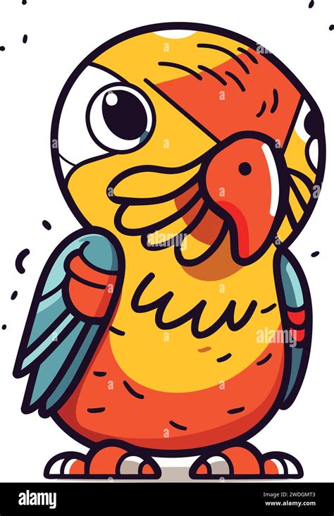 Cute Parrot Vector Illustration Cartoon Funny Parrot Character Stock