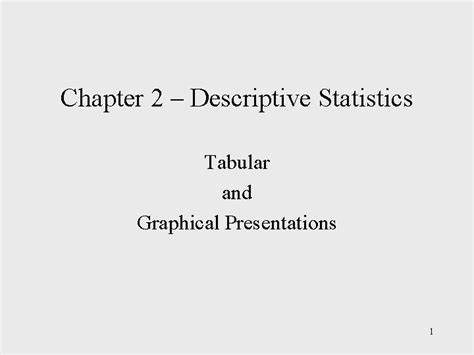 Chapter Descriptive Statistics Tabular And Graphical Presentations