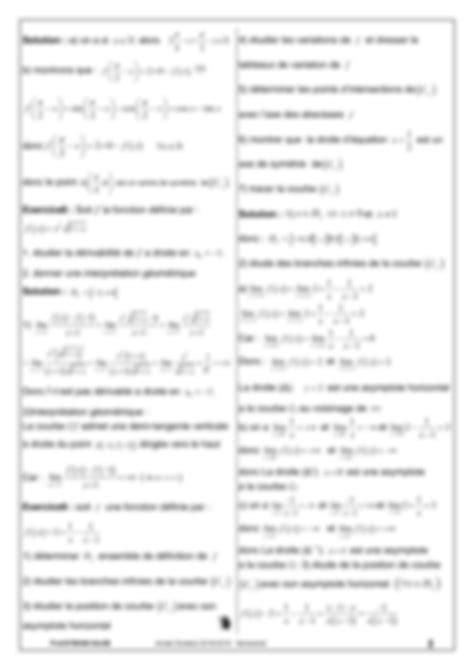 SOLUTION Derivation Et Etude Des Fonctions Corrige Serie D Exercices 1