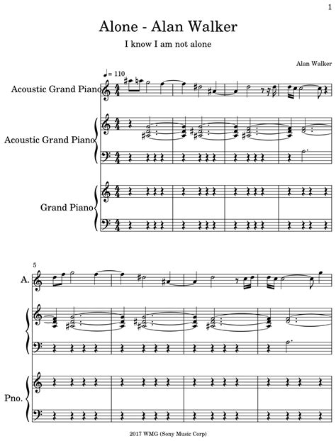 Alone Alan Walker Sheet Music For Piano