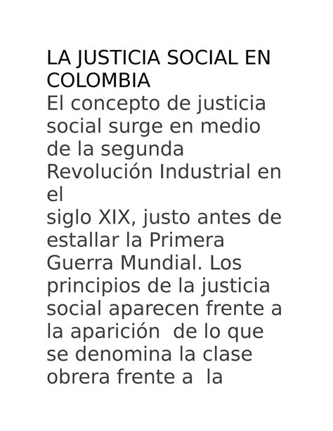 La Justicia Social En Colombia La Justicia Social En Colombia El Concepto De Justicia Social