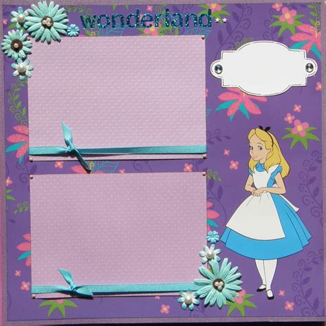 12x12 Premade Scrapbook Layout Featuring Alice In Wonderland