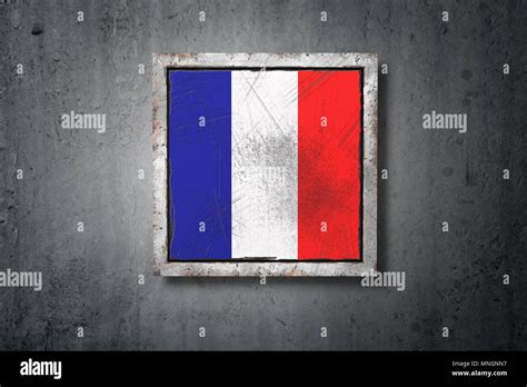 3d Rendering Of An Old France Flag In A Concrete Wall Stock Photo Alamy