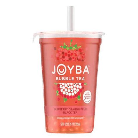 Joyba Bubble Tea Raspberry Dragonfruit Black Tea With Popping Boba 3 Pack 12 Floz Cups