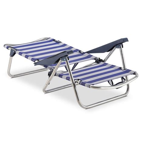 Chaise De Plage Lit Pliable Solenny Positions Bleu Et Blanc Dossier