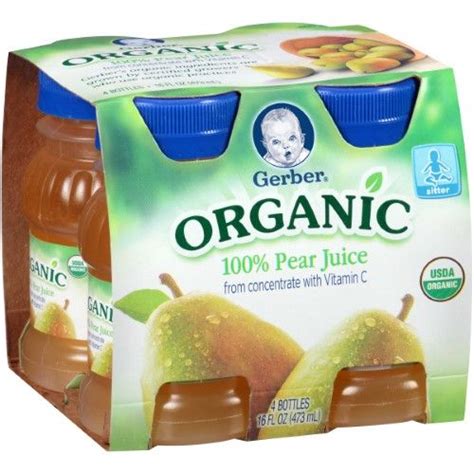 Gerber Organic Juice Pear 4 Ounce Each 4 Count Organic Juice Baby