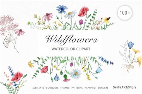 Watercolor Wildflowers Clipart Clip Art Watercolor Flowers