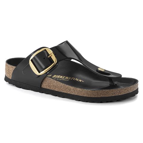 Gizeh Big Buckle Natural Leather Patent High Shine Black Birkenstock