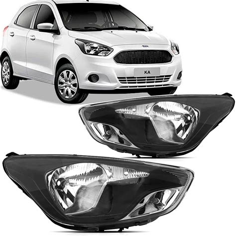 Farol Ford Ka 2015 2016 2017 2018 Manual Mascara Negra TYC