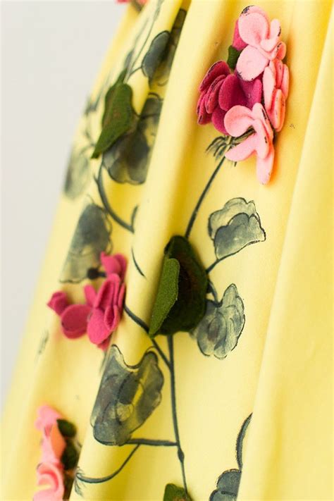 Vintage 1950s Yellow Dress With Felt Flowers