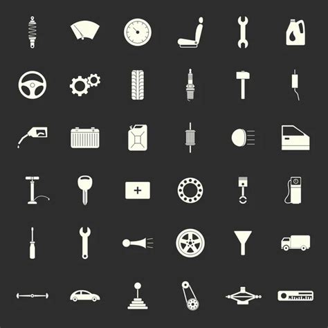 Simple Car Parts Icons — Stock Vector © Gomolach 70018711