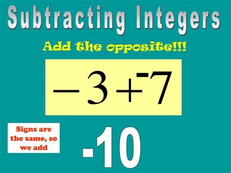 Ppt Subtracting Integers Powerpoint Presentation Free Download Id