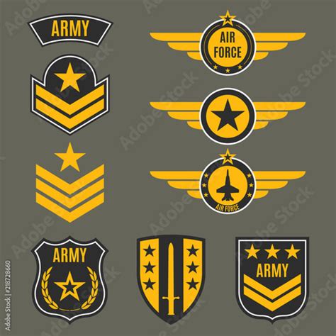 Army And Military Badge Set Shields With Army Emblem Vector