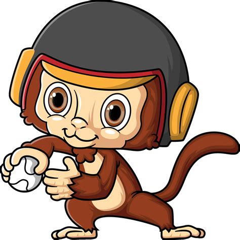 Cute little monkey playing baseball 26782647 Vector Art at Vecteezy