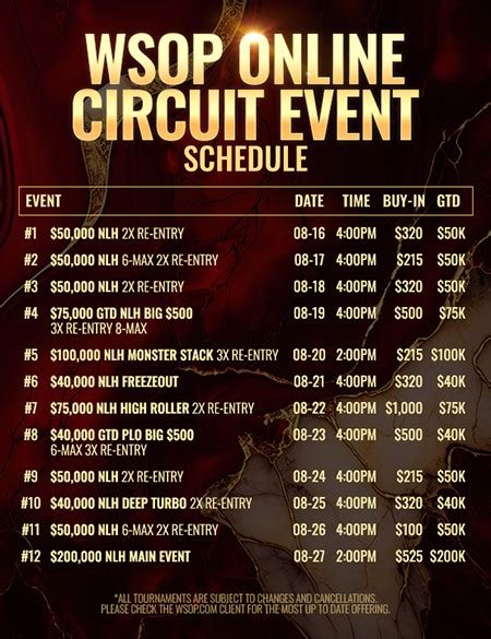 Wsop Las Vegas Schedule Of Events Tana Zorine