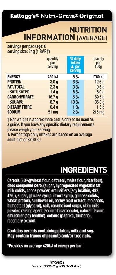 Kellogg S® Nutri Grain® Bar Original Kellogg S Australia