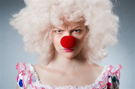 Clown With White Wig Against Grey Background And Picture For Free ...