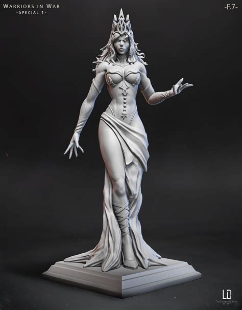 Estella Fantasy Miniature 3d Resin Printed Wizard Sorceress Pin Up