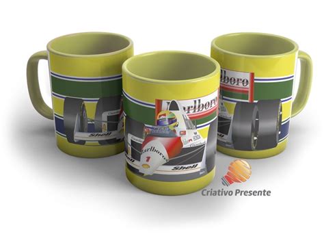 Caneca F Carro Maclaren Ayrton Senna Amarela Canecas Ayrton Senna