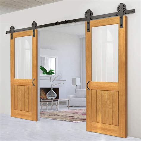 Thruslide Traditional Thames Half Light Oak Sliding Double Door