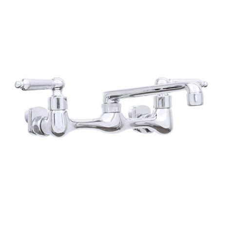 Glacier Bay Low Arc 2 Handle Wall Mount Standard Kitchen Faucet In Chrome 67736 0001 The Home