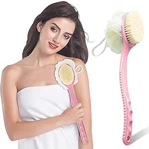 Bath Brush With 2 In 1 Bristles And Loofah Shower Brush Back Scrubber