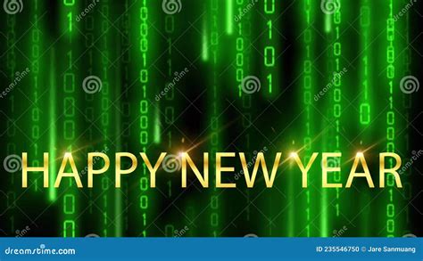 Animation Golden Text Happy New Year With Green Sparkle Stock