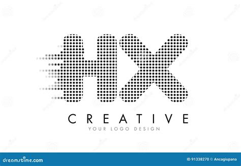 Hx H X Letter Logo With Black Dots And Trails Stock Vector