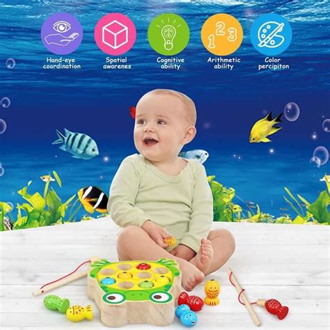 Jouets en Bois Jeu de Pêche Magnetique Jeux Enfants 2 Ans Jeux