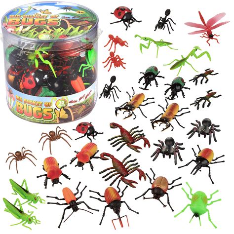 Toy Bug Action Figure Set 30 Piece Playset, 15 Unique Sculpts- Giant Insects Educational Toy ...