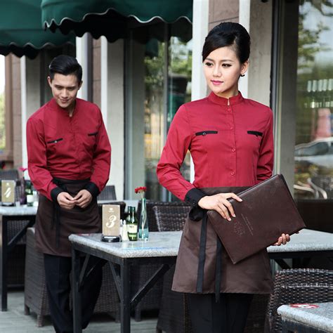 Restaurant Waiter Waitress Work Shirt Uniform Solid Color Long Sleeve