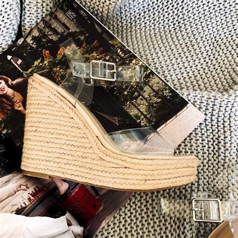 Delicious Shoes Hp Transparent Clear Nude Espadrille Wedge Platform Sandal Open Toe High