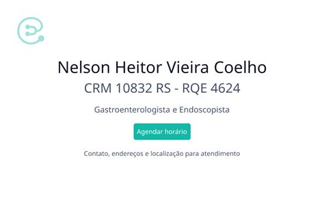 Nelson Heitor Vieira Coelho Especialista Gastroenterologista Em São