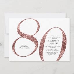 Modern Minimalist Rose Gold Glitter Th Birthday Invitation Zazzle