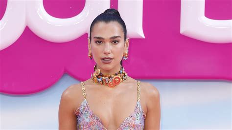 Dua Lipa Dazzles In A Sheer Pink Plunging Rhinestone Gown At The Barbie