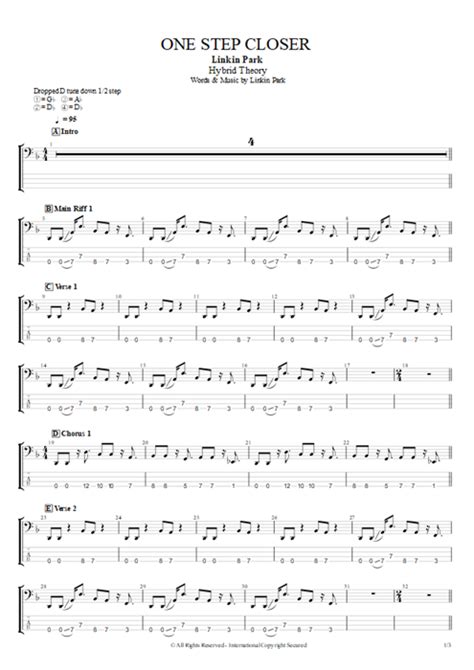 One Step Closer Tab By Linkin Park Guitar Pro Full Score Mysongbook