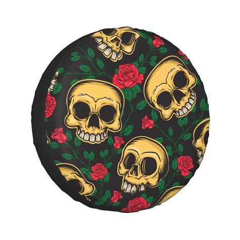 Lakimct Skulls Flowers Leaf Spare Tire Cover Protectors Weatherproof